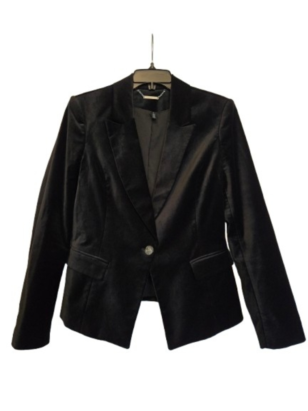 White House Black Market Black Velvet Single-Button Blazer